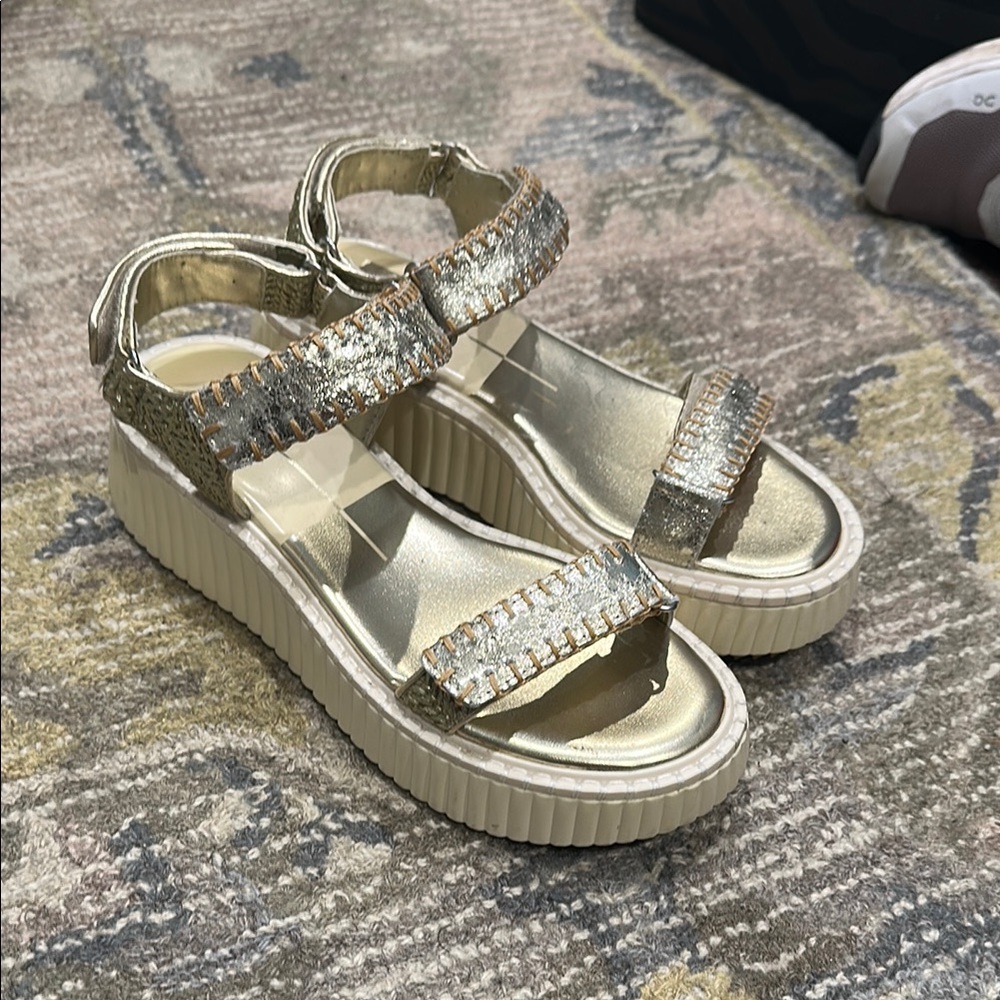 Dolce Vita Gold Platform Sandals with Braided Straps